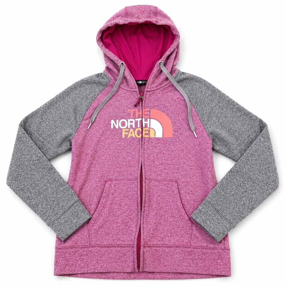 The North Face Full Zip Hoodie Women's M/M‎ Pink Gray Athletic Jacket Hiking